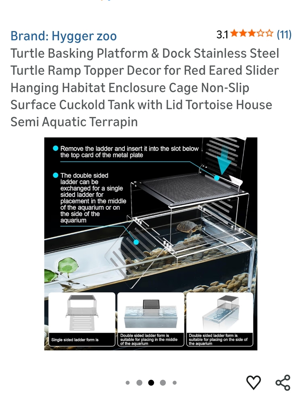 Hygger Zoo Transparent Turtle Basking Platform with Ramp - Picture 4 of 5